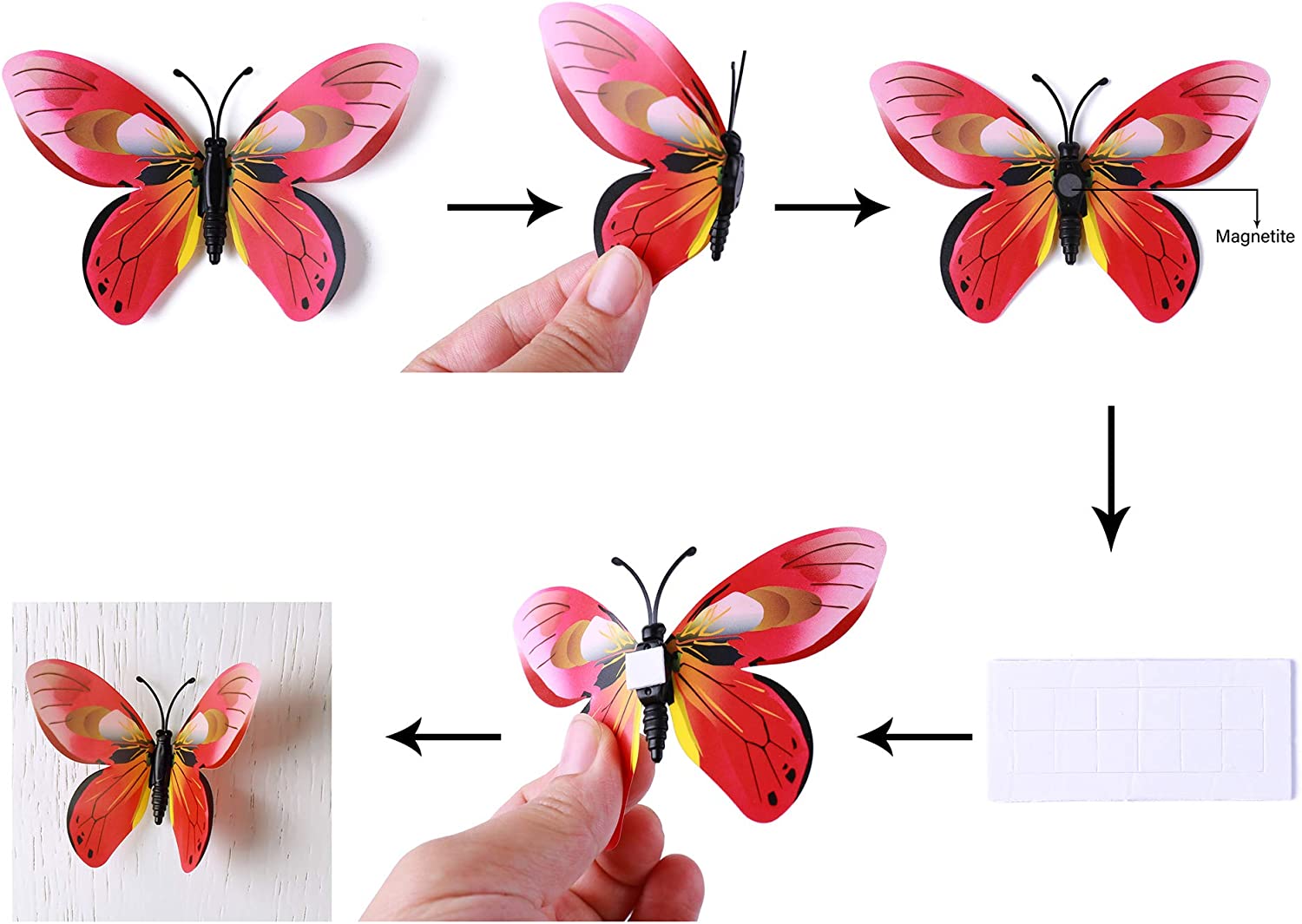 Amaonm\xc2\xae 60 Pcs 5 Packages Beautiful 3D Butterfly Wall Decals Removable DIY Home Decorations A