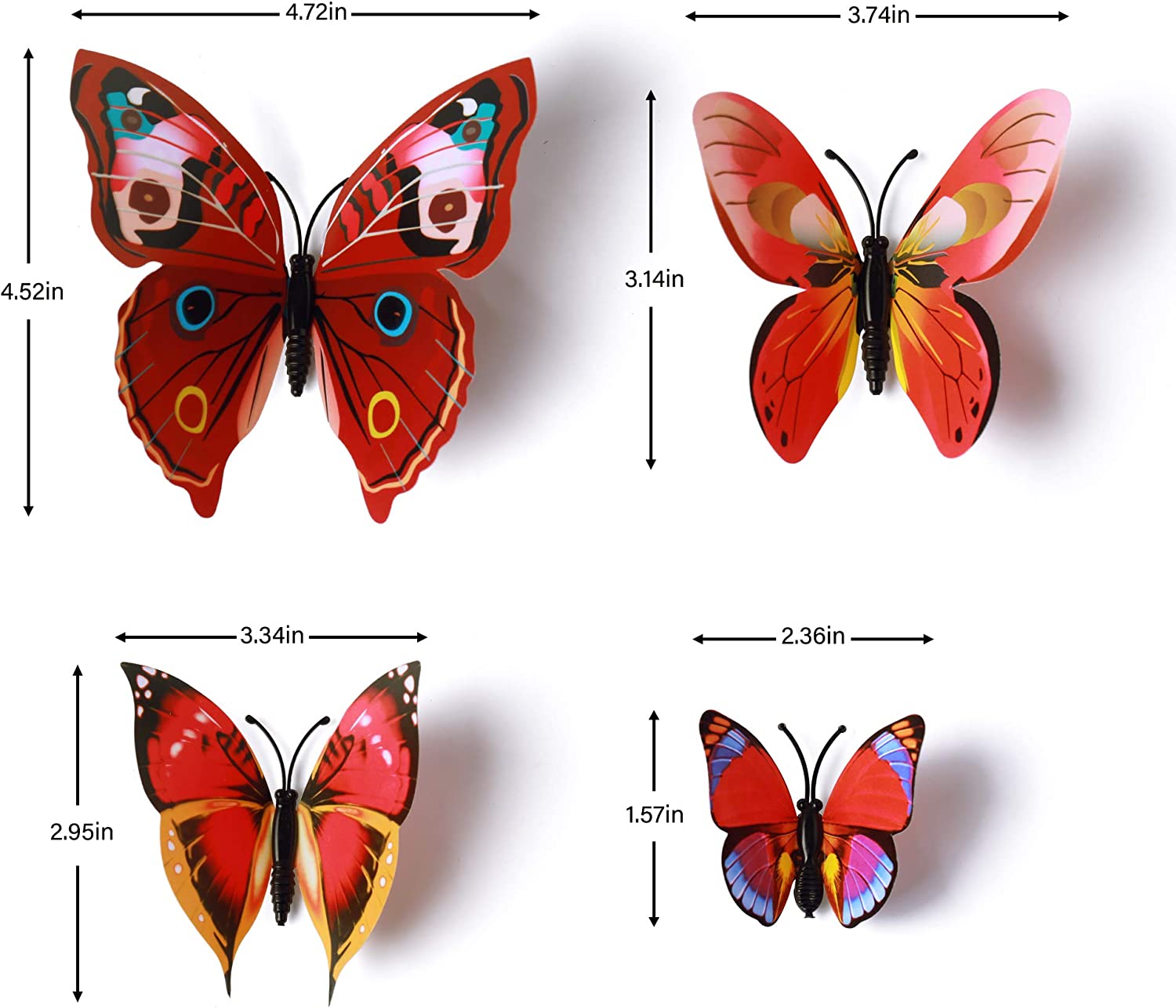 Amaonm\xc2\xae 60 Pcs 5 Packages Beautiful 3D Butterfly Wall Decals Removable DIY Home Decorations A