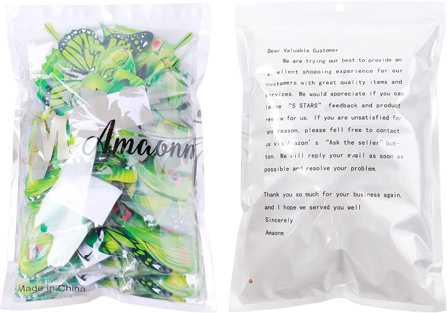 Amaonm\xc2\xae 60 Pcs 5 Packages Beautiful 3D Butterfly Wall Decals Removable DIY Home Decorations A