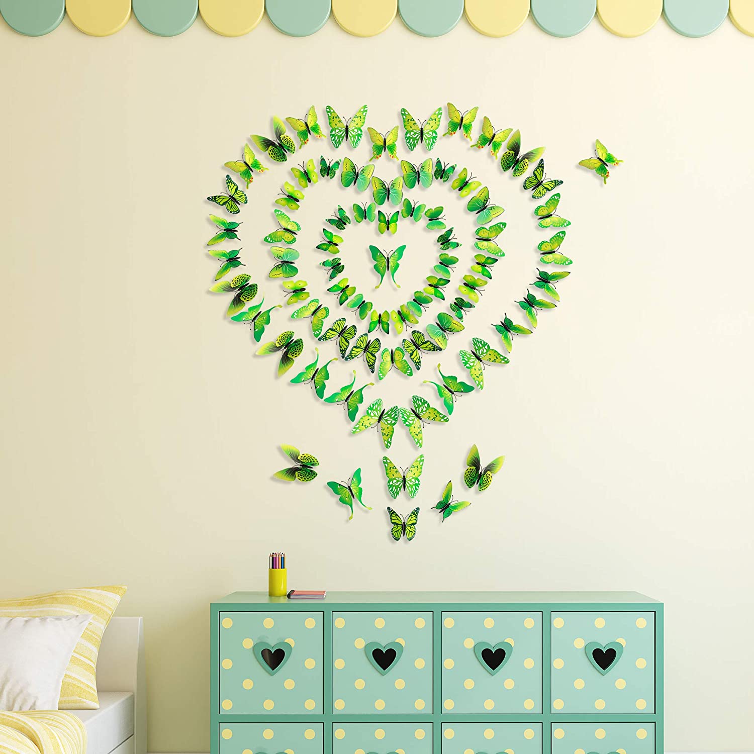 Amaonm\xc2\xae 60 Pcs 5 Packages Beautiful 3D Butterfly Wall Decals Removable DIY Home Decorations A