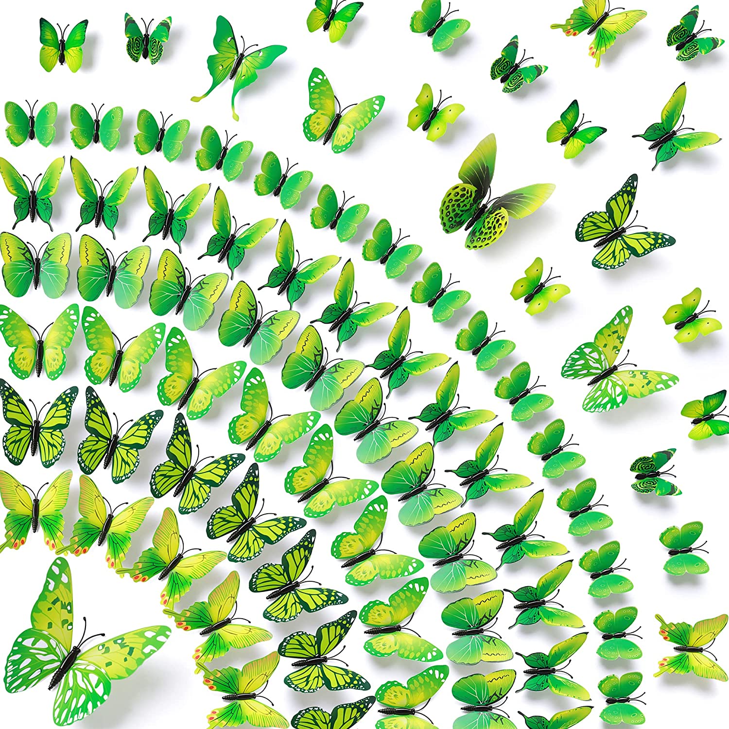 Amaonm\xc2\xae 60 Pcs 5 Packages Beautiful 3D Butterfly Wall Decals Removable DIY Home Decorations A