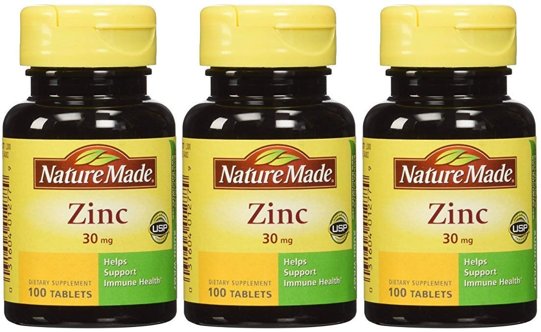 Nature Made Zinc 30 mg - 100 Tablets, Pack of 3