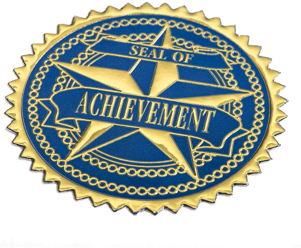 PaperDirect Embossed Achievement 2-Color Foil Certificate Seals, 102 Pack (Blue/Gold)