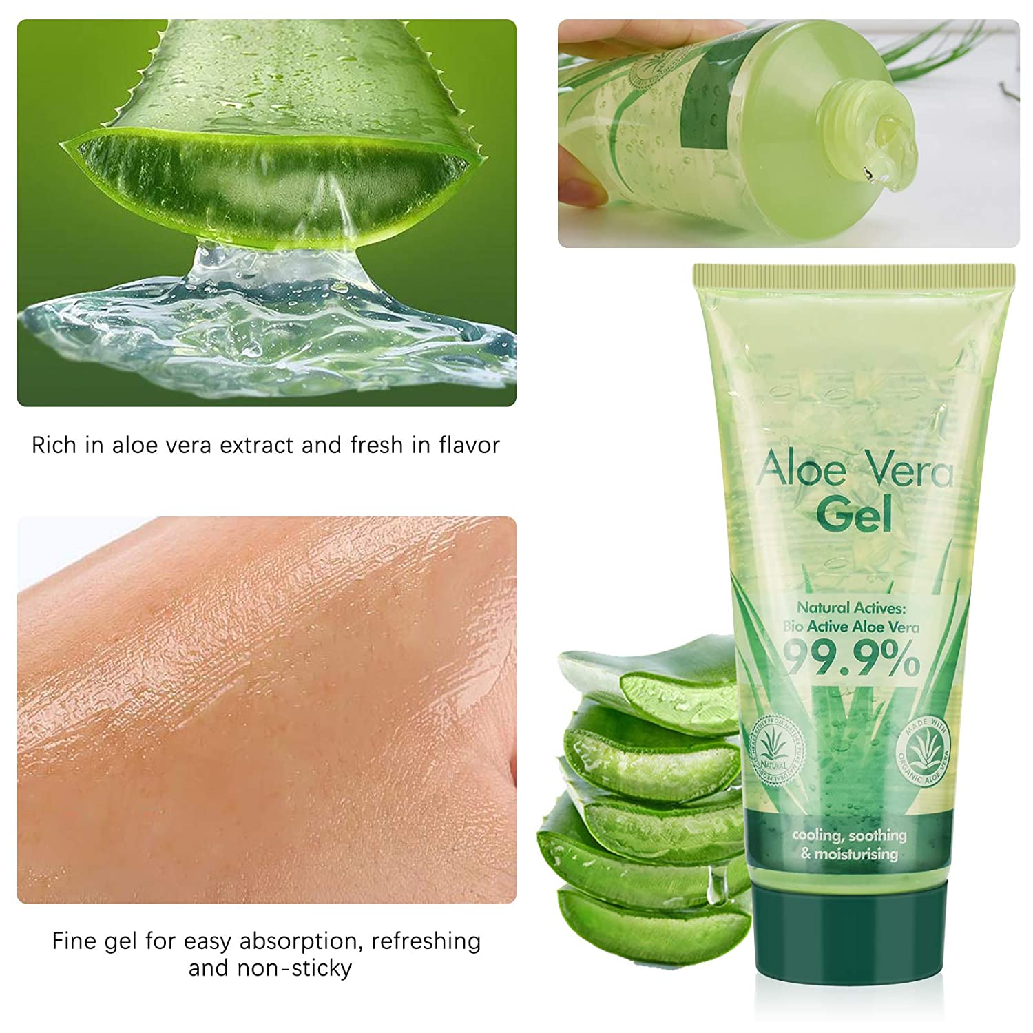 FREEORR Aloe Vera Gel，Deeply Hydrating and Skincare, Oil Control, Shrink Pores, Soothing & Cooling