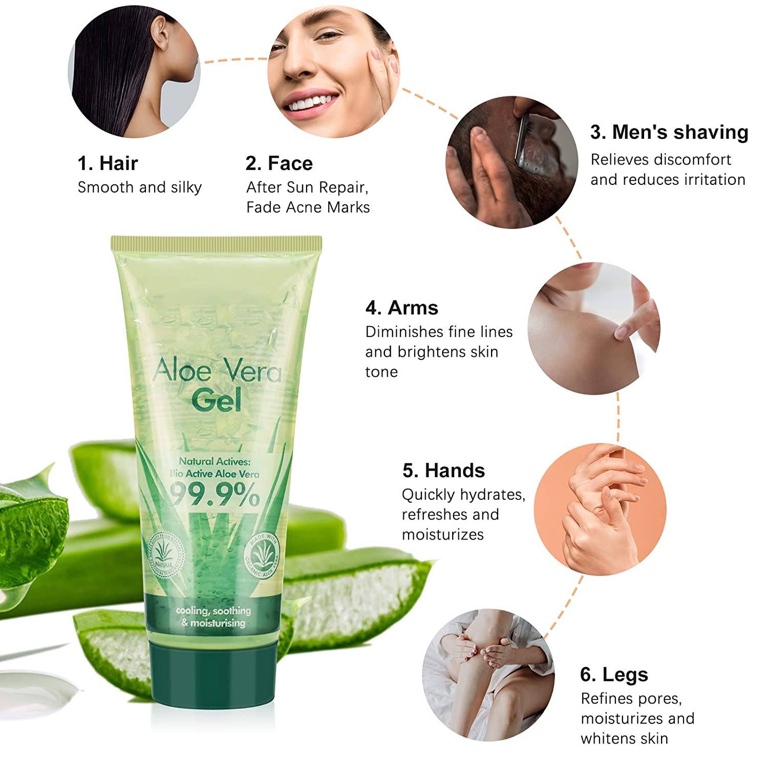 FREEORR Aloe Vera Gel，Deeply Hydrating and Skincare, Oil Control, Shrink Pores, Soothing & Cooling