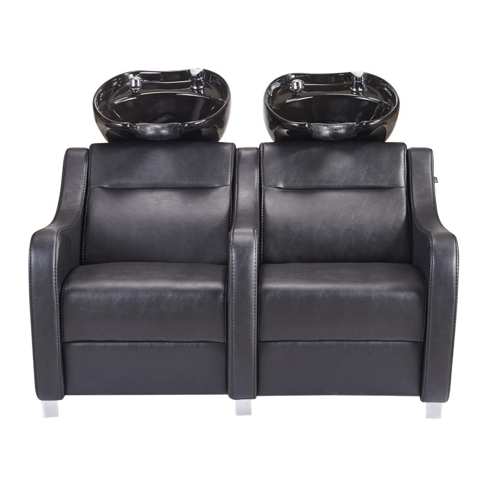 Beauty Salon Double Shampoo BACKWASH Unit Salon Hair Washing Station - Majestic -Black