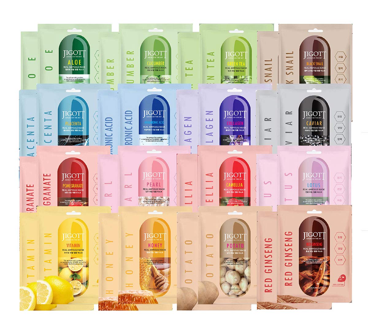 Jigott Korea Skin Care Real Ampoule Full Face Facial Mask Pack 32 Pack ...