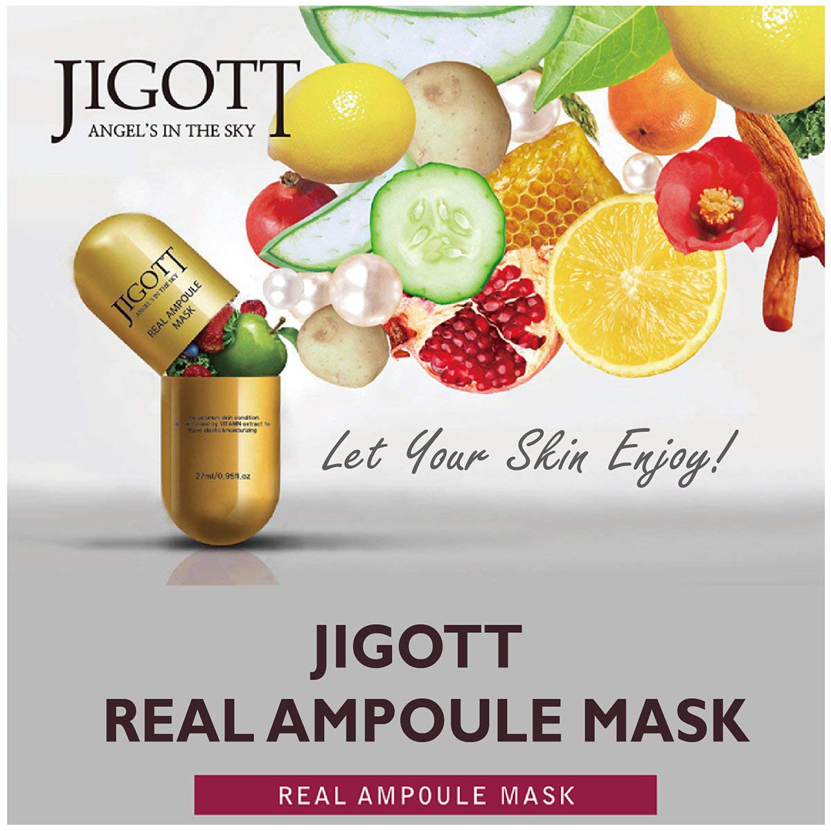 Jigott Korea Skin Care Real Ampoule Full Face Facial Mask Pack 32 Pack ...