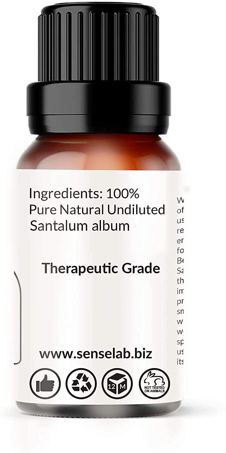 SenseLAB Sandalwood Essential Oil - Made in India - 100 % Pure Extract Sandalwood Oil Therapeutic Gr