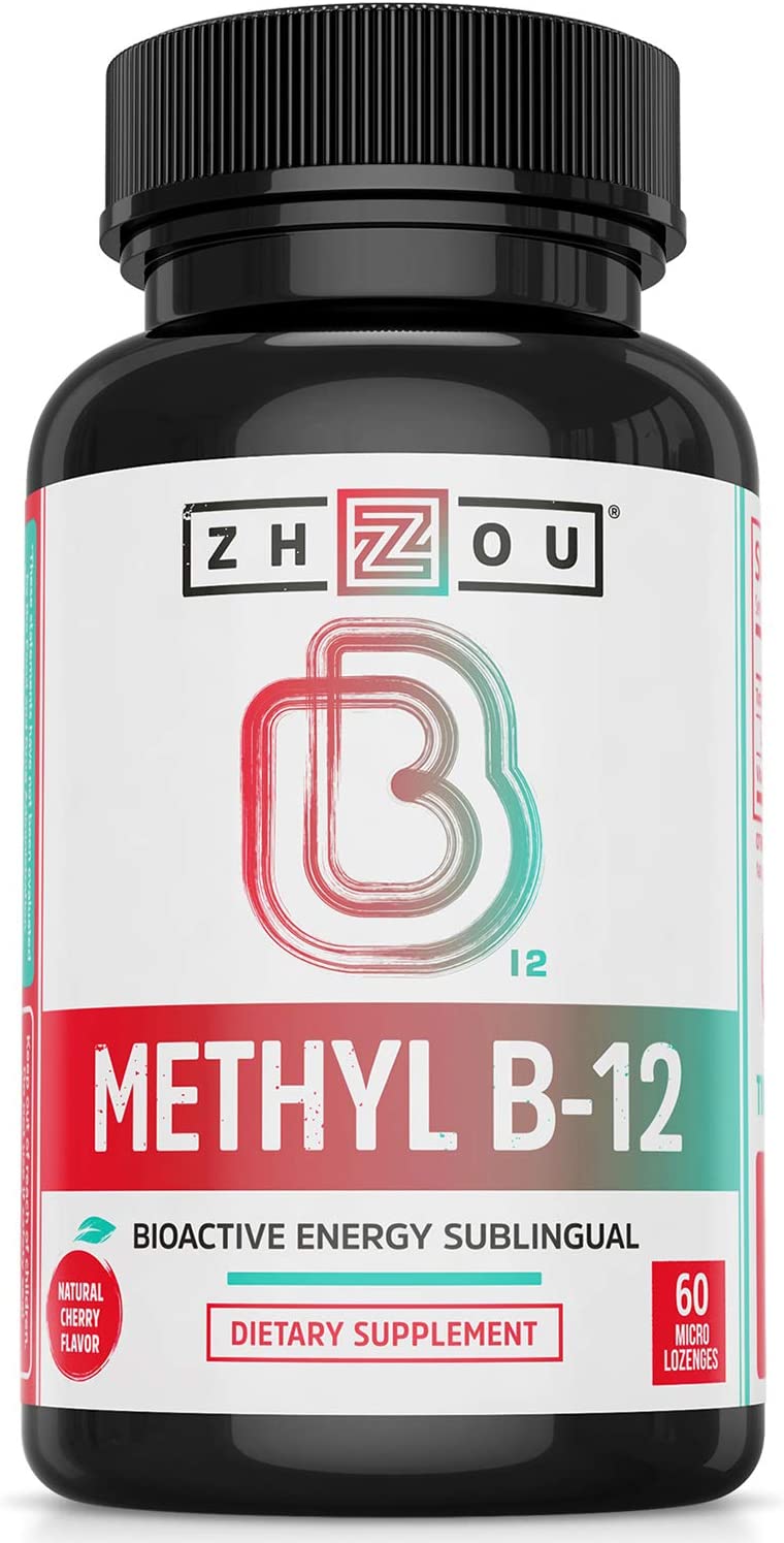 Zhou Nutrition Methyl (Vitamin B12) Lozenges, 5000 mcg for Maximum Absorption and Active Energy, Veg