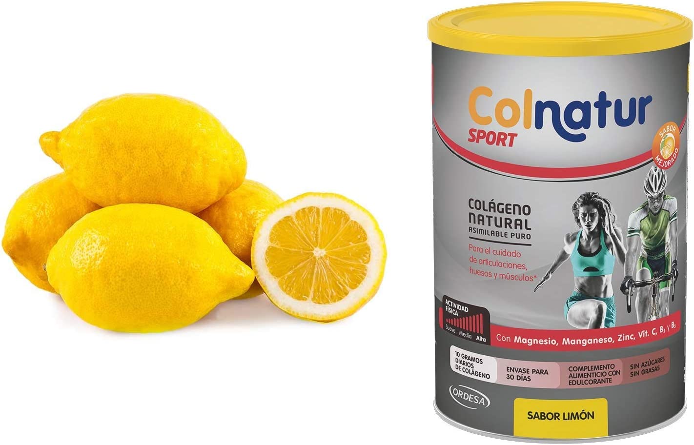 COLNATUR Complex C Natural Collagen 140 Tablets + Sport Hydrolyzed Collagen Lemon Flavor 360g Powder