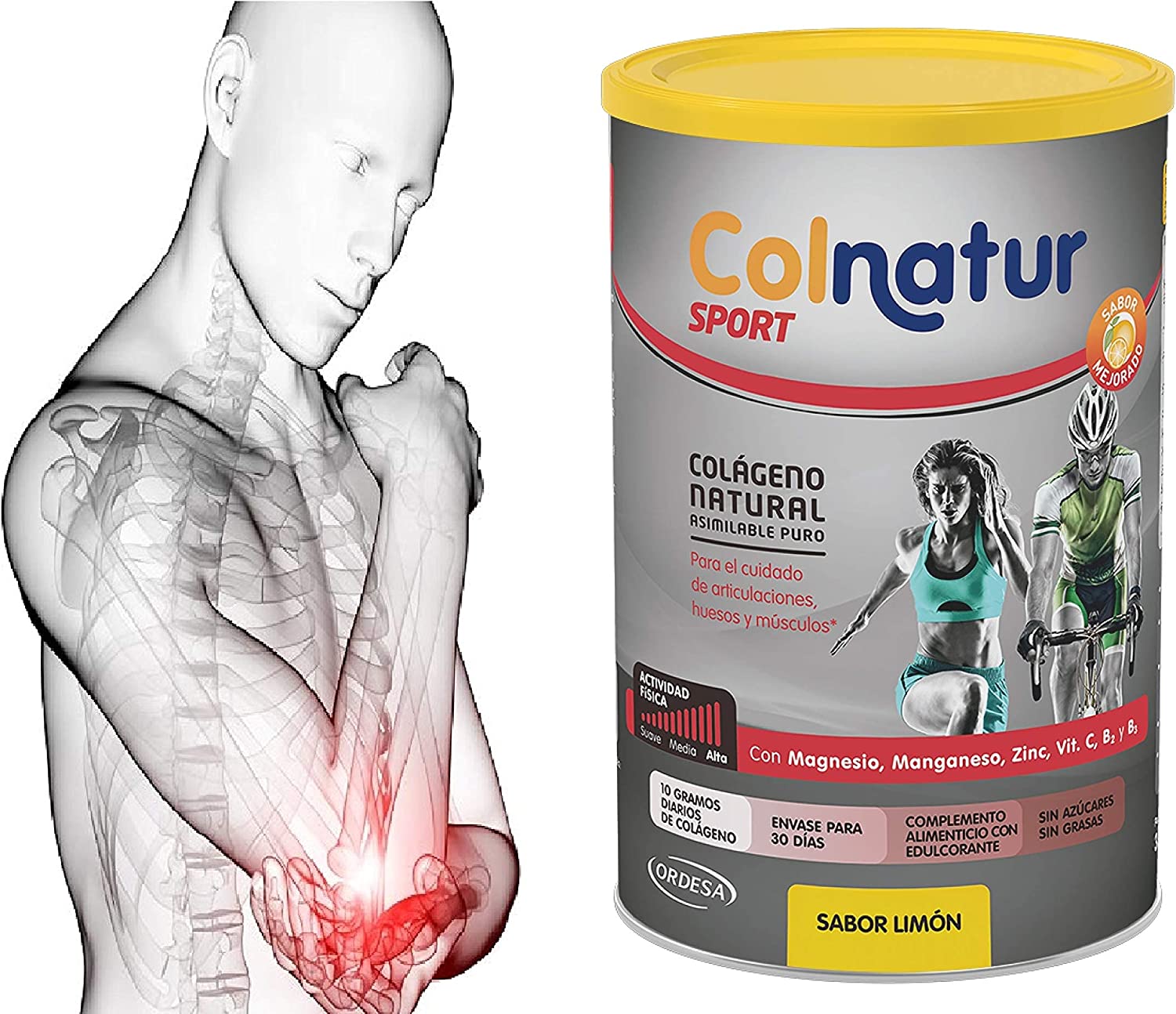 COLNATUR Complex C Natural Collagen 140 Tablets + Sport Hydrolyzed Collagen Lemon Flavor 360g Powder