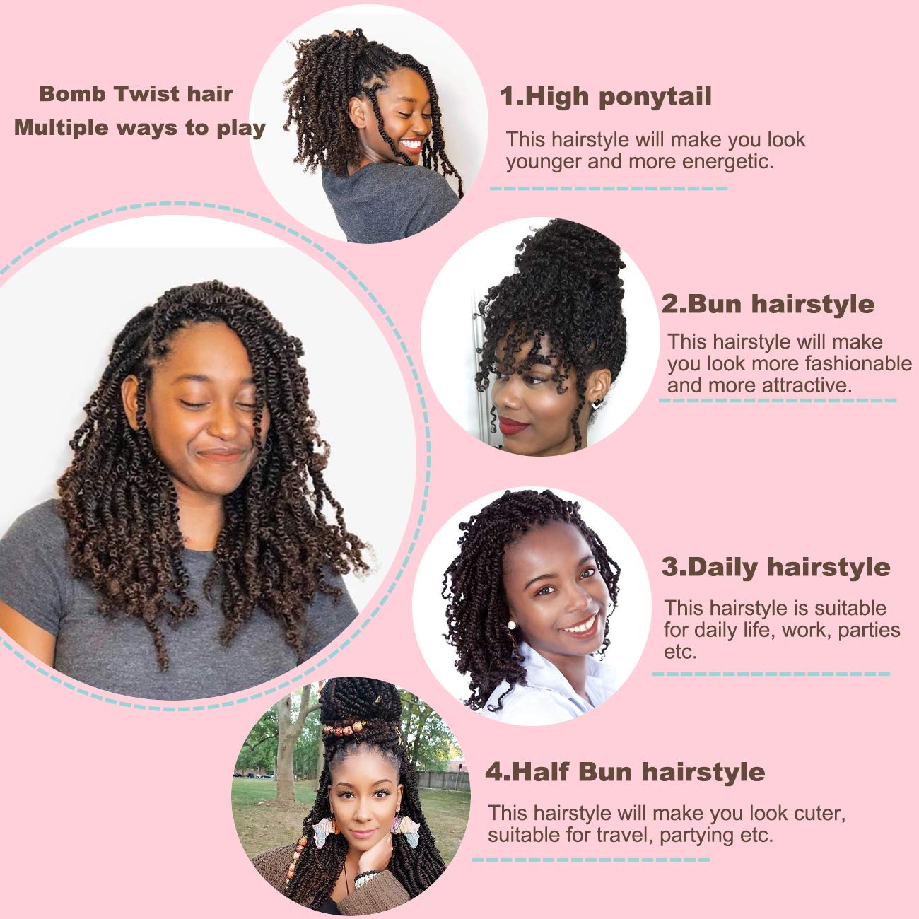 Bomb Twist Crochet Hair 6 Packs 14inch Passion Twist Hair Spring Twist Hair Mini Passion Twist Hair 