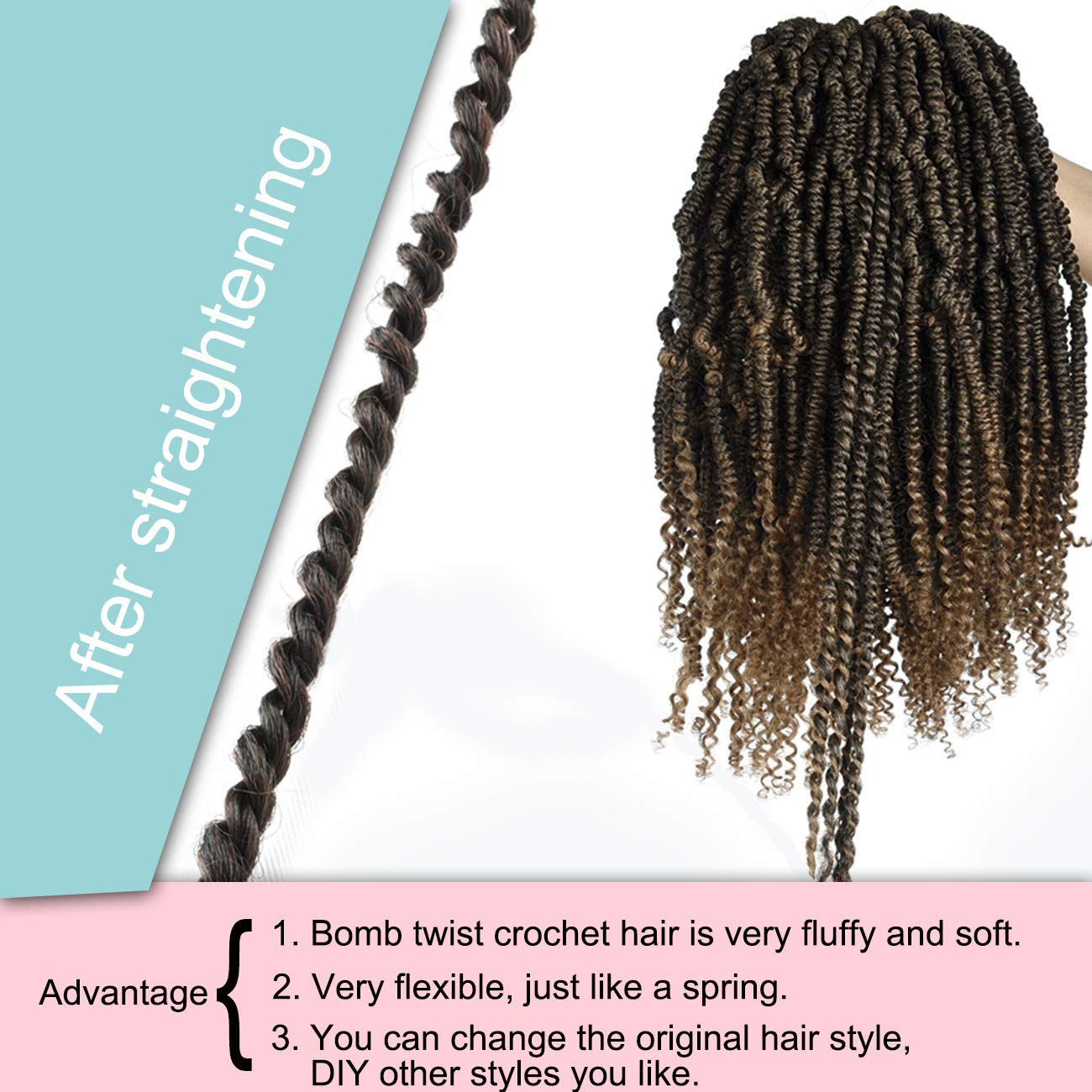 Bomb Twist Crochet Hair 6 Packs 14inch Passion Twist Hair Spring Twist Hair Mini Passion Twist Hair 