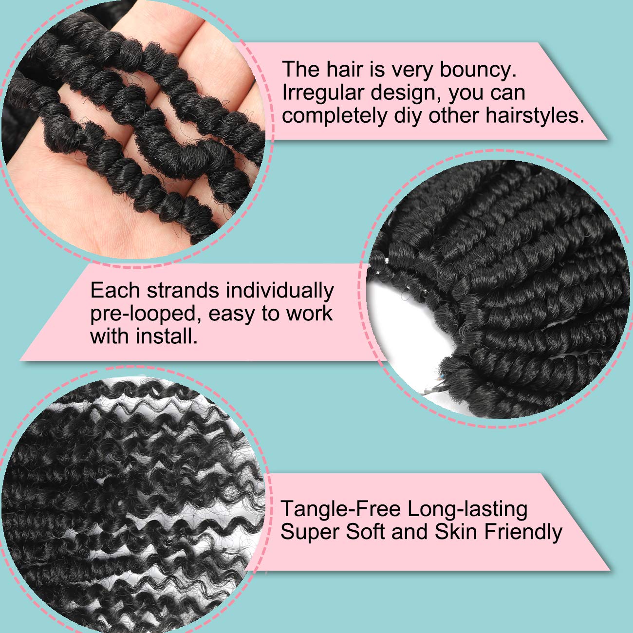 Bomb Twist Crochet Hair 6 Packs 14inch Passion Twist Hair Spring Twist Hair Mini Passion Twist Hair 