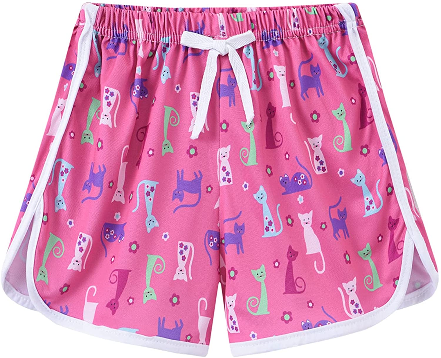 Allesgut Girls' Athletic Shorts Workout Shorts Assorted Pattern for 3-8 Years