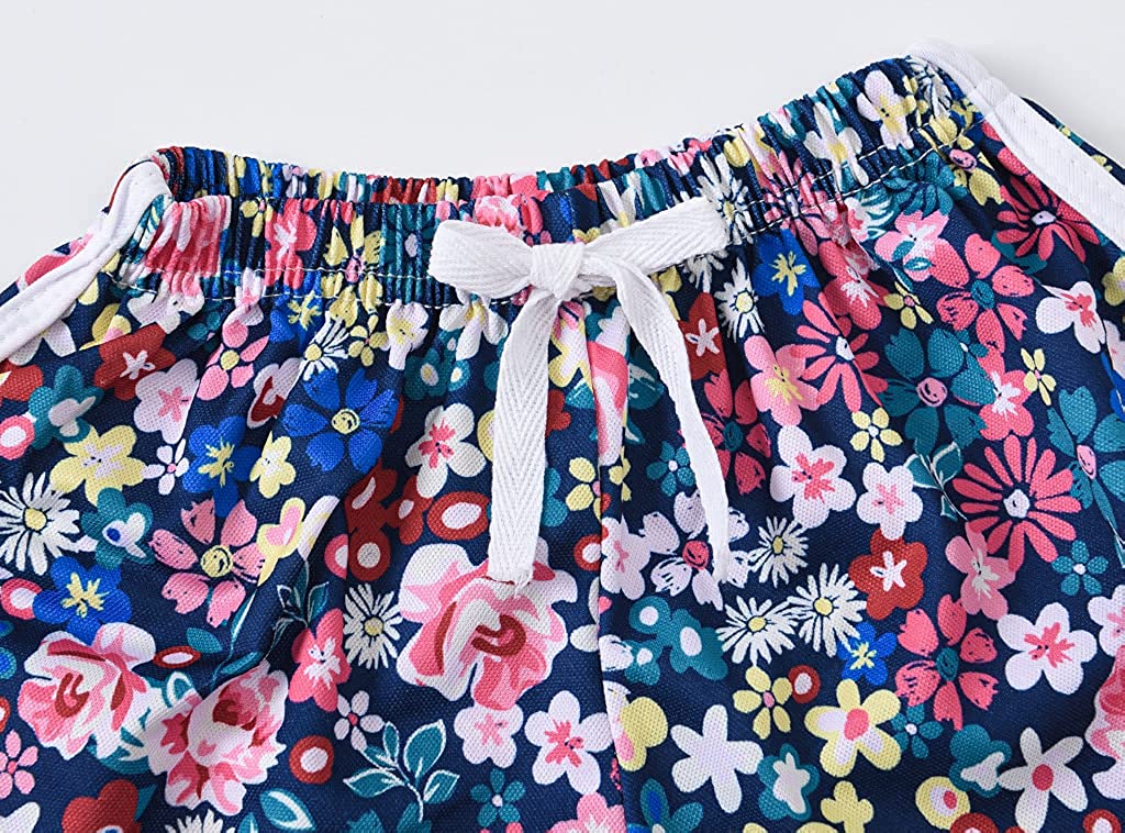 Allesgut Girls' Athletic Shorts Workout Shorts Assorted Pattern for 3-8 Years