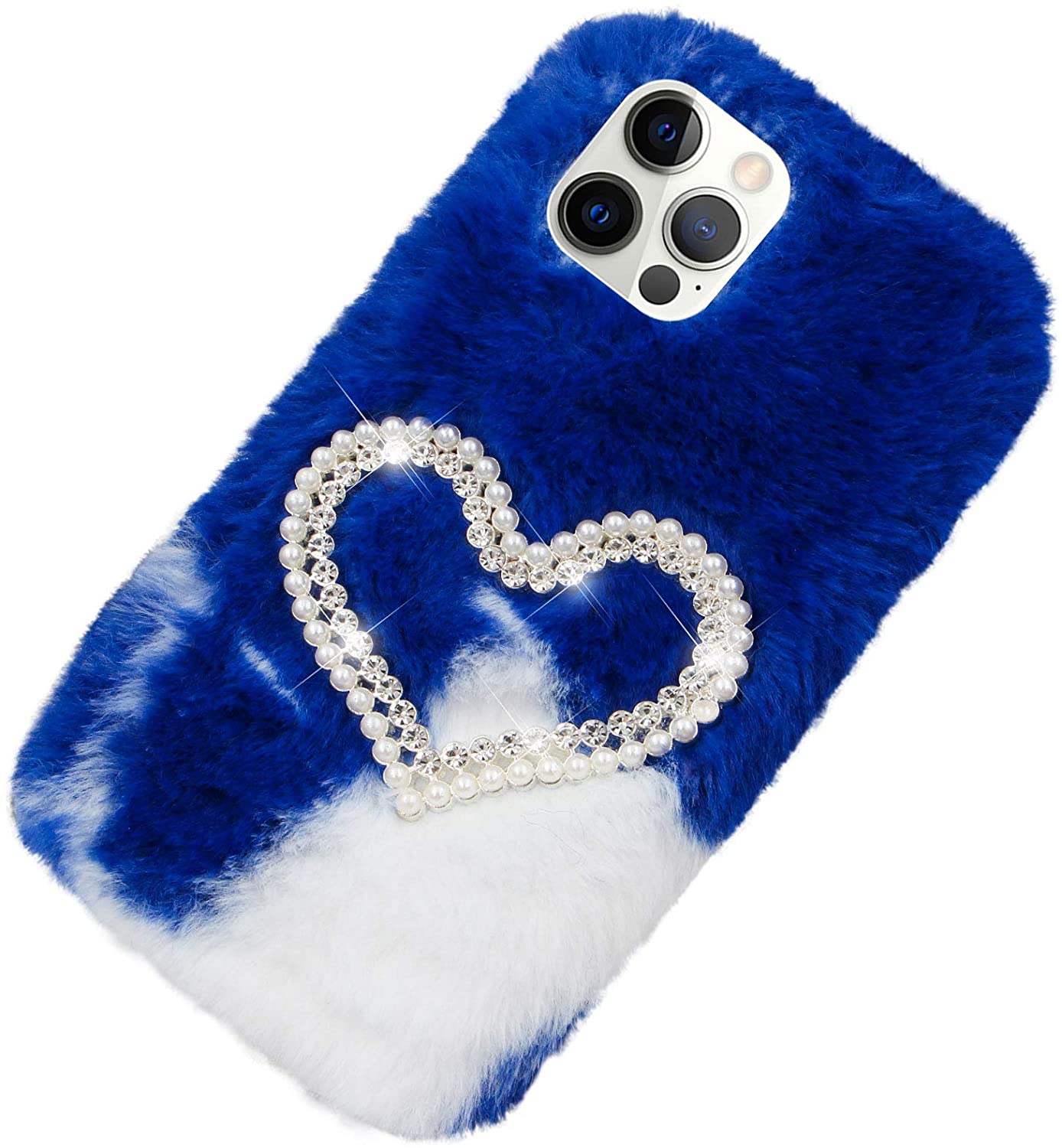 Herzzer Chic Winter Warm Plush Furry Cover for iPhone SE/iPhone 5/5s,Cute Color Block Rabbit Fluffy