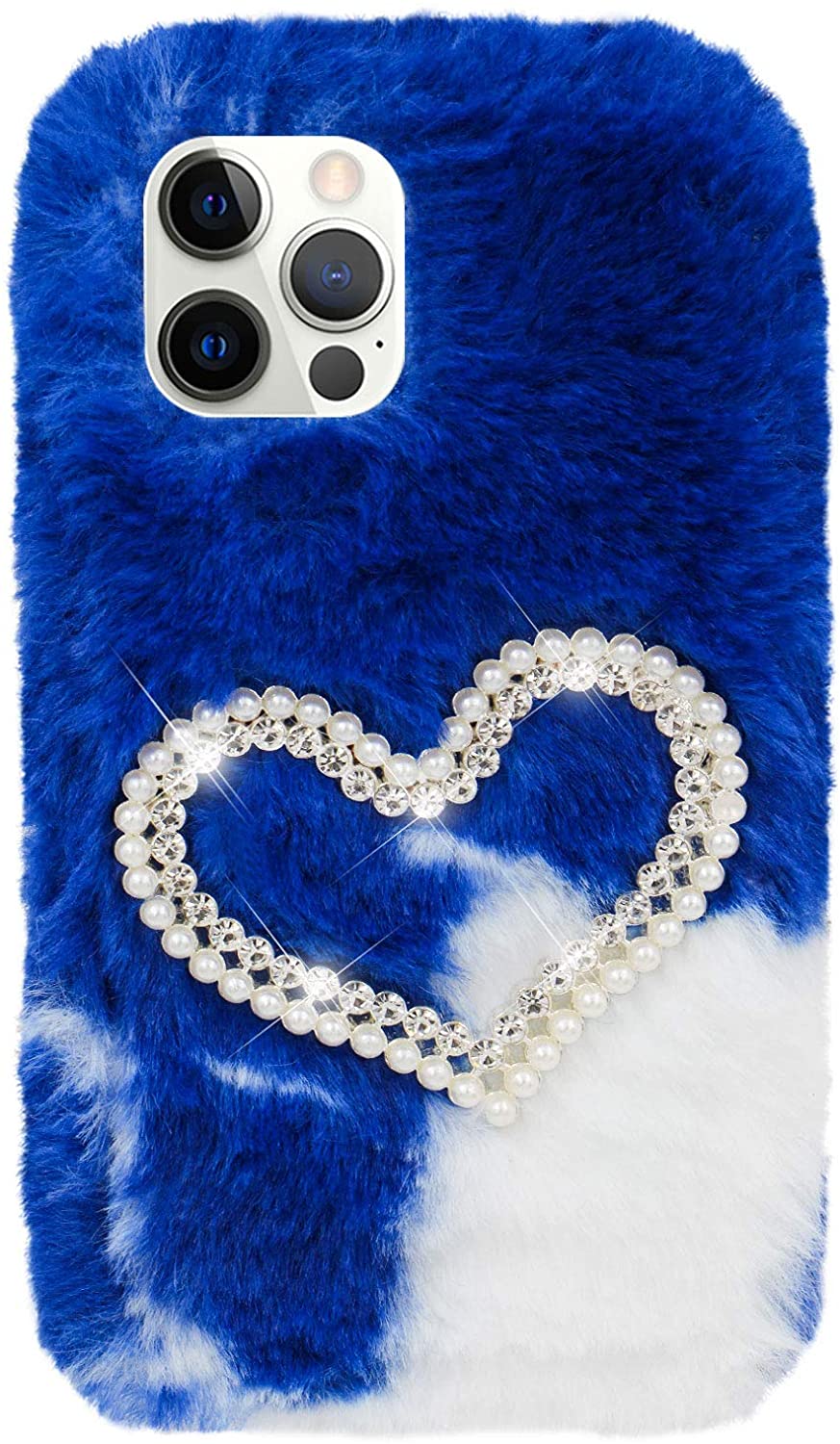 Herzzer Chic Winter Warm Plush Furry Cover for iPhone SE/iPhone 5/5s,Cute Color Block Rabbit Fluffy