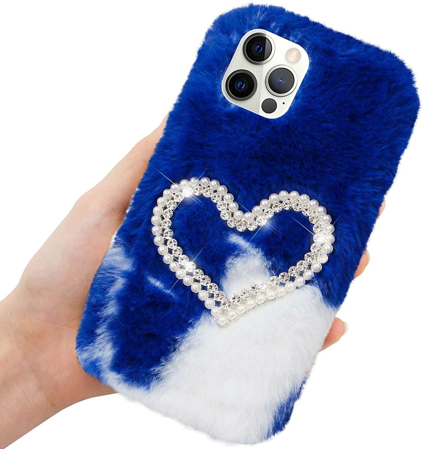 Herzzer Chic Winter Warm Plush Furry Cover for iPhone SE/iPhone 5/5s,Cute Color Block Rabbit Fluffy
