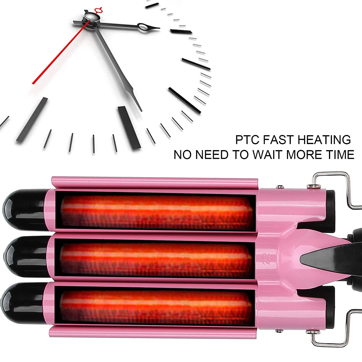 Electric Hair Waver, Hair Curling Iron Wand 3 Barrel Curling Iron Wand Adjustable Hair Curler Waver 