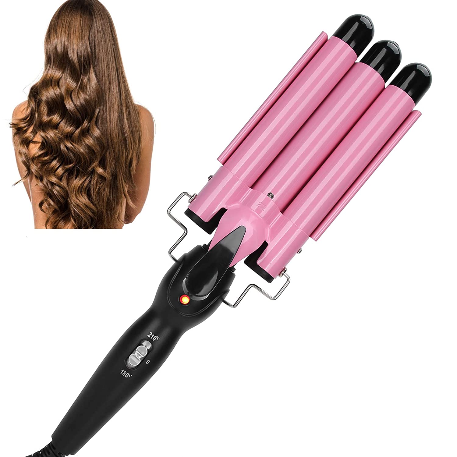 Electric Hair Waver, Hair Curling Iron Wand 3 Barrel Curling Iron Wand Adjustable Hair Curler Waver 