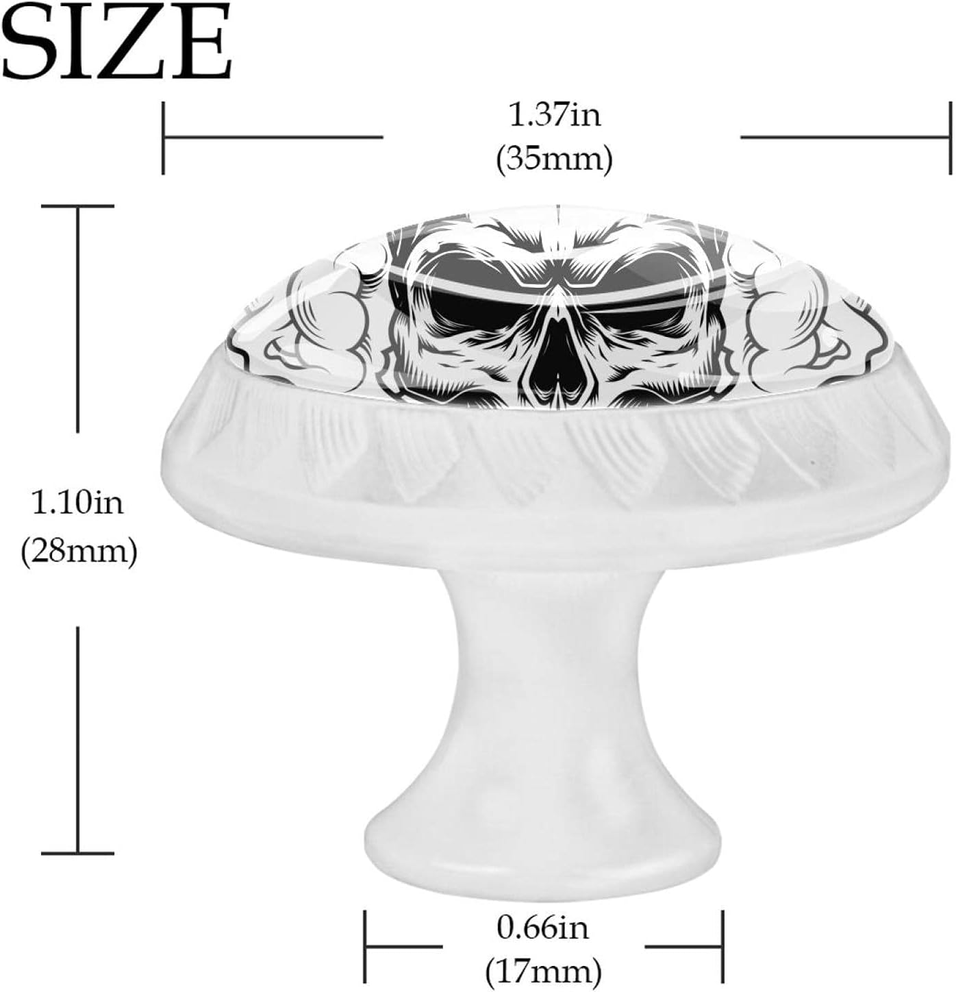 Furniture Knobs Black White Skull Drawer Pulls Modern Knobs Best Gift for Girl 4 Pieces 1.38×1.10IN