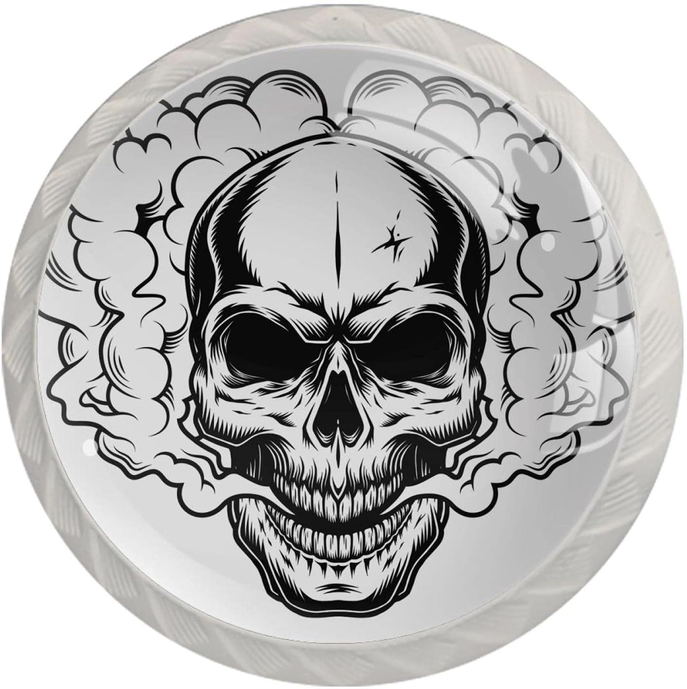 Furniture Knobs Black White Skull Drawer Pulls Modern Knobs Best Gift for Girl 4 Pieces 1.38×1.10IN