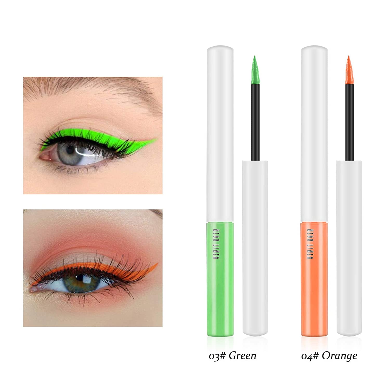 KYDA 4 Colors Neon Eyeliner Set, Matte Liquid Eyeliner Luminous Neon Eyeliner UV Glow Waterproof Eye