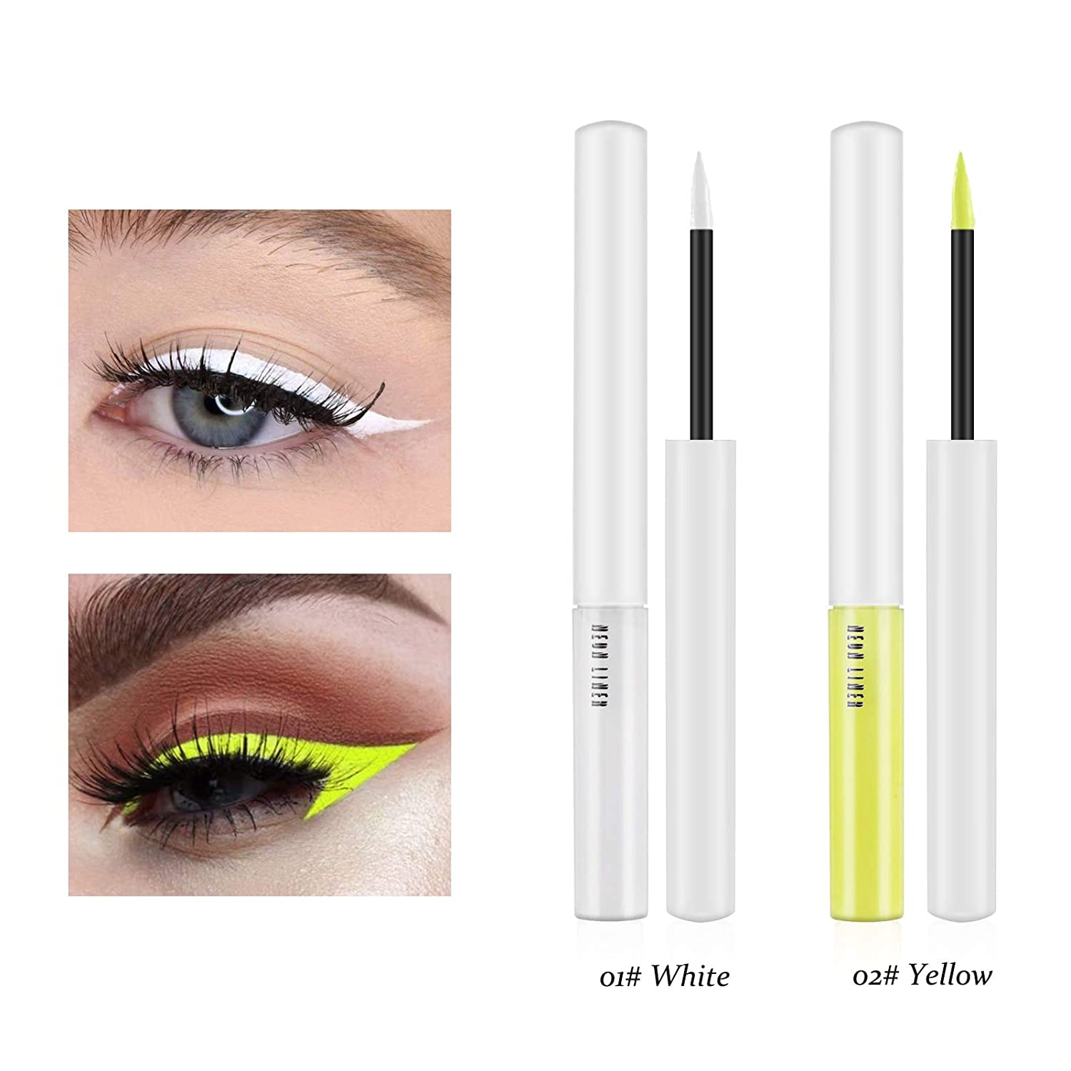 KYDA 4 Colors Neon Eyeliner Set, Matte Liquid Eyeliner Luminous Neon Eyeliner UV Glow Waterproof Eye