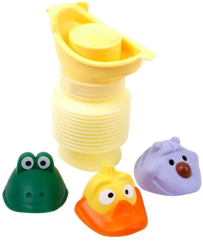 Kids Urinal Portable Unisex Toilet Travel Baby Potty Car Emergency Urinal with 3 Character Faces Dur