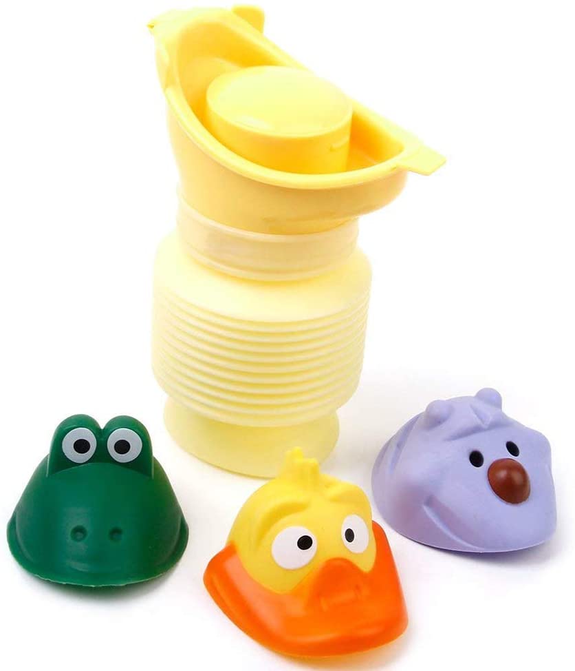 Kids Urinal Portable Unisex Toilet Travel Baby Potty Car Emergency Urinal with 3 Character Faces Dur