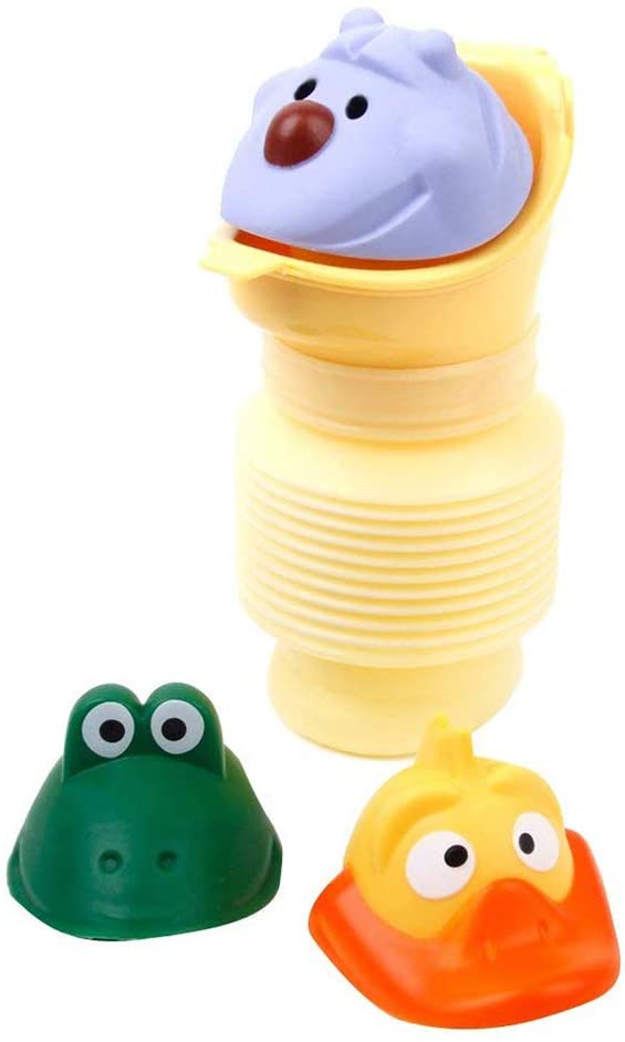 Kids Urinal Portable Unisex Toilet Travel Baby Potty Car Emergency Urinal with 3 Character Faces Dur