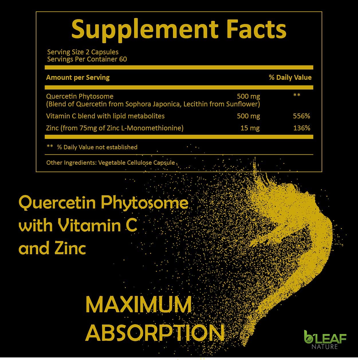 Quercetin Phytosome Vitamin C and Zinc Capsules - Super Absorption – Immune Support Complex – Re