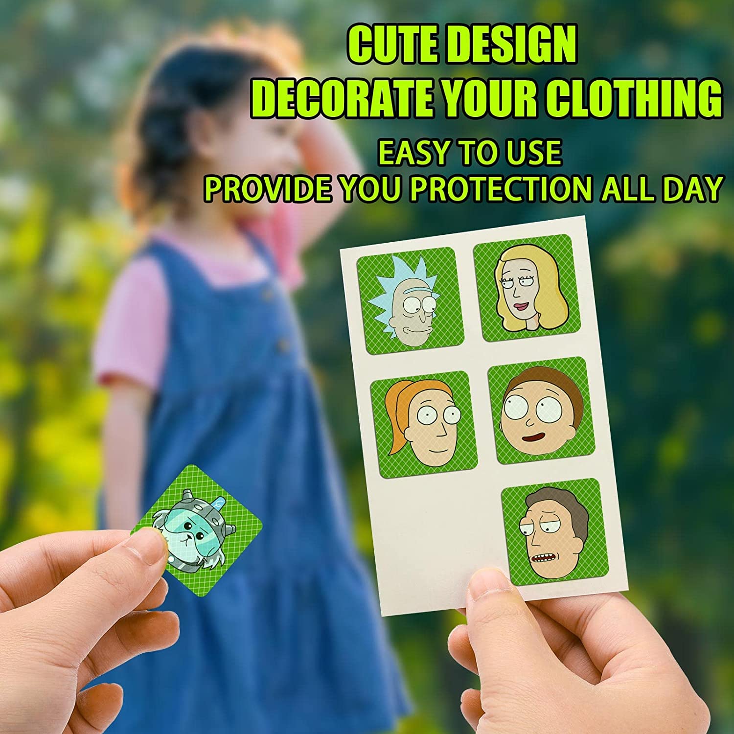 120Pcak Cartoon Mosquito Stickers Patches (60Pack Rick Citronella Patches+ 60Pack The Child Citronel