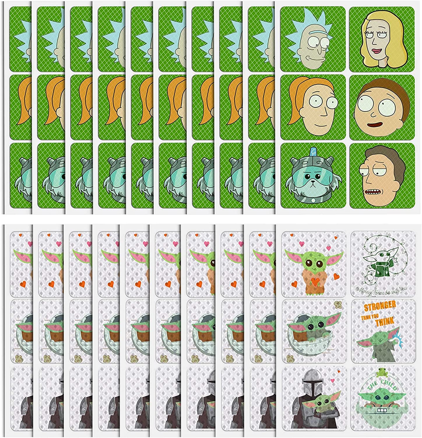 120Pcak Cartoon Mosquito Stickers Patches (60Pack Rick Citronella Patches+ 60Pack The Child Citronel