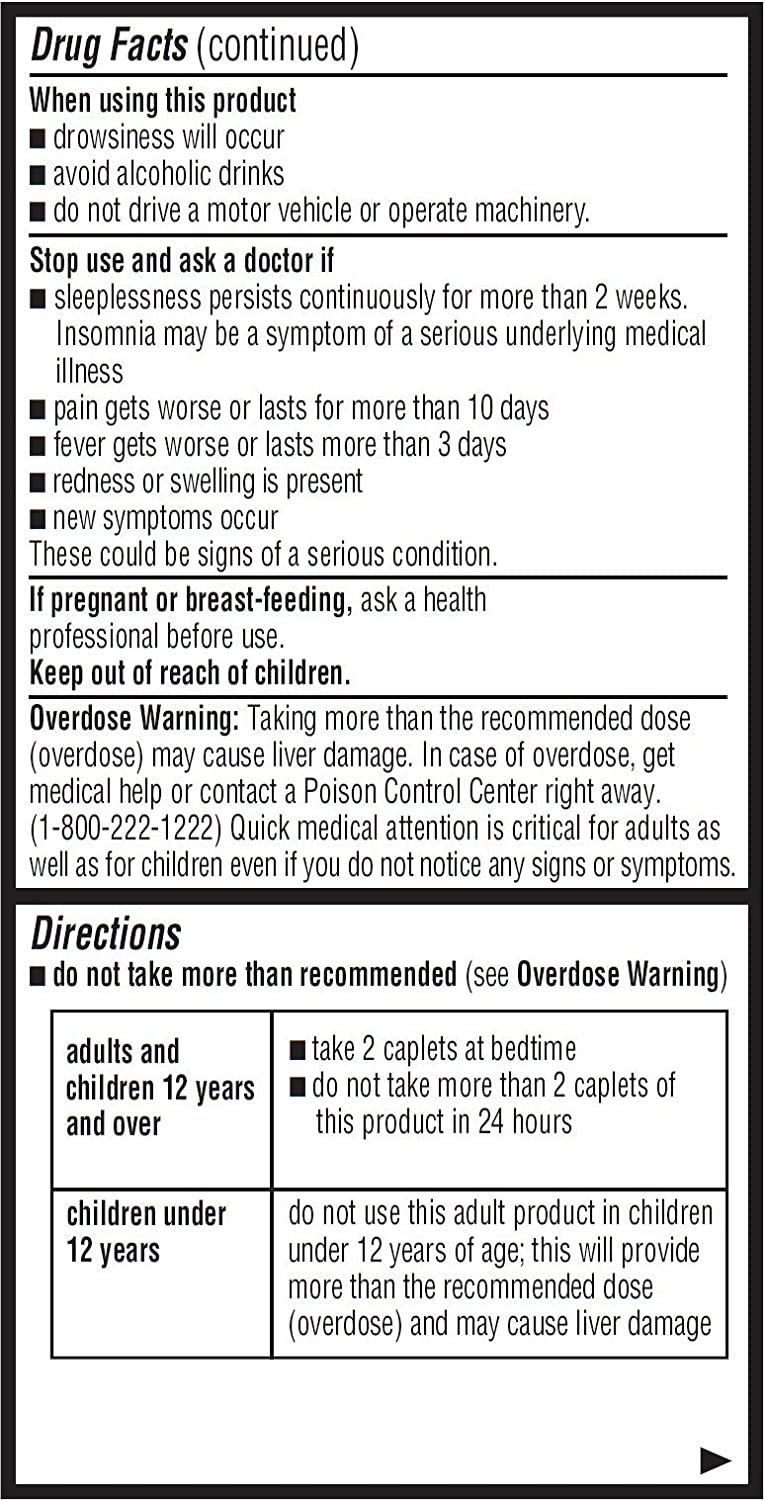 ValuMeds PM Pain Reliever and Nighttime Sleep Aid (375-Caplets) Acetaminophen 500mg | Fast-Acting Re