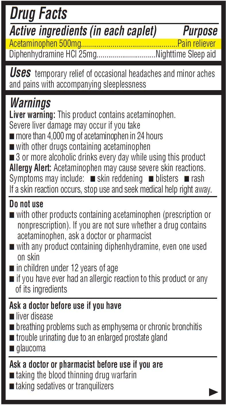 ValuMeds PM Pain Reliever and Nighttime Sleep Aid (375-Caplets) Acetaminophen 500mg | Fast-Acting Re