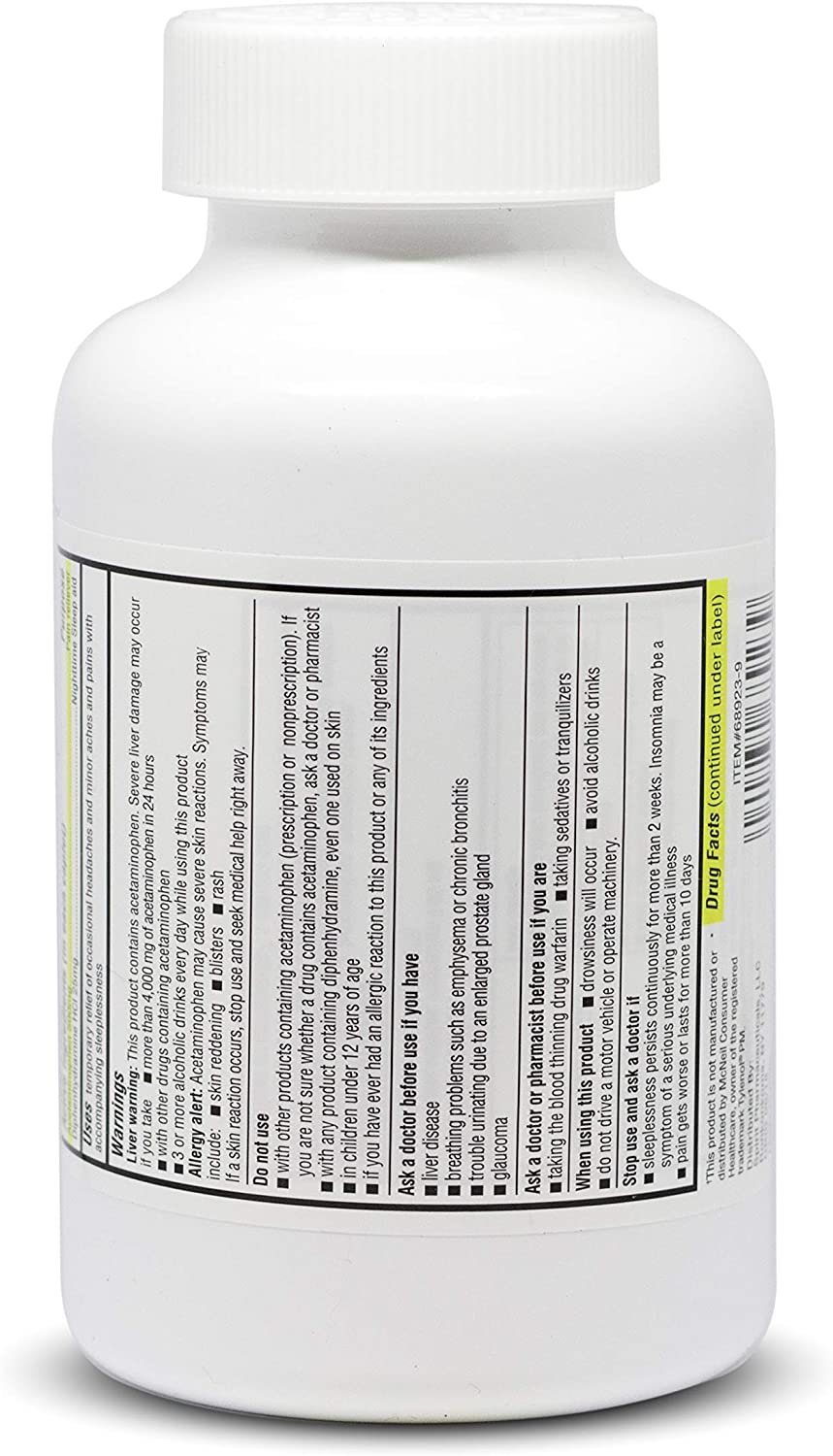 ValuMeds PM Pain Reliever and Nighttime Sleep Aid (375-Caplets) Acetaminophen 500mg | Fast-Acting Re