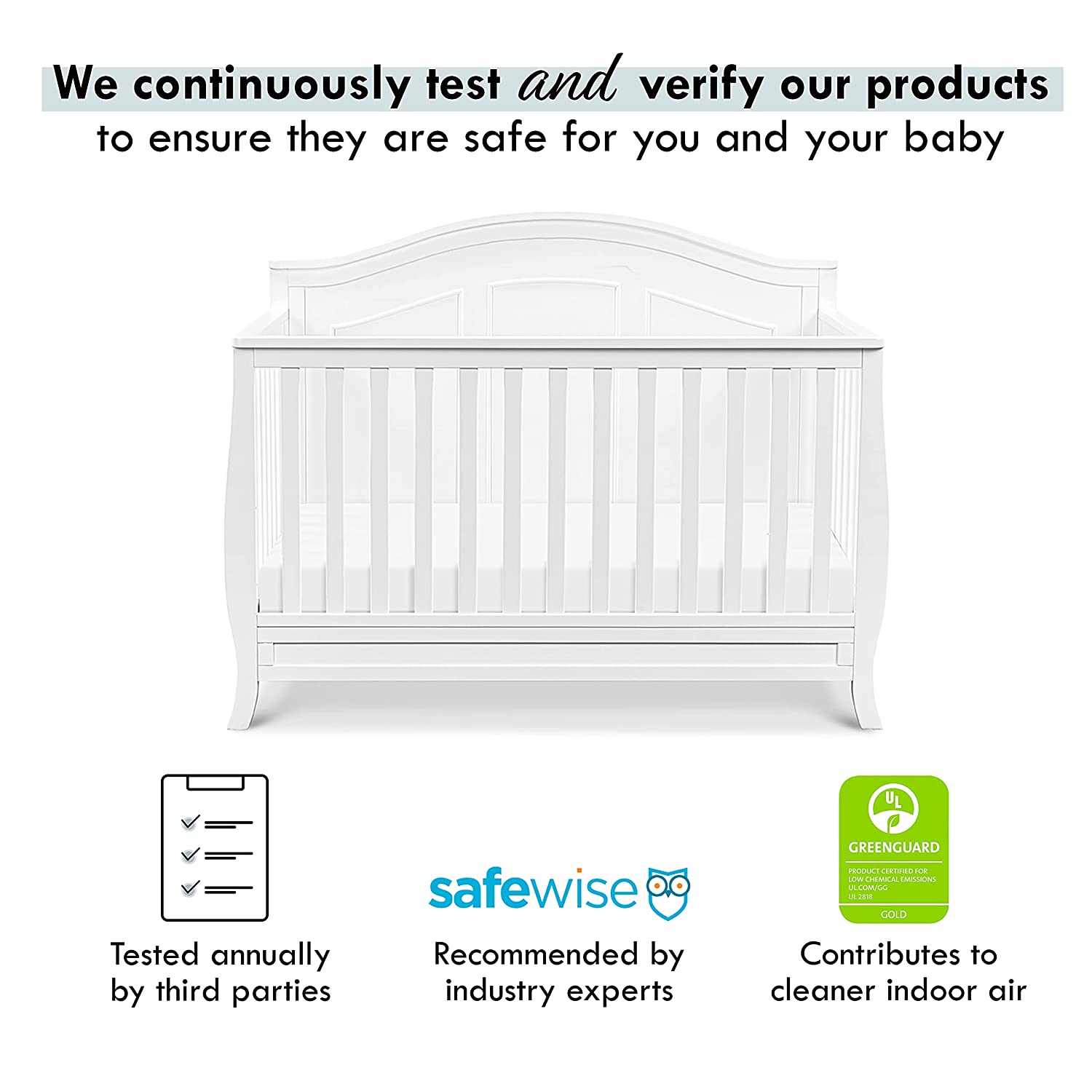 DaVinci Emmett 4-in-1 Convertible Crib in White, Greenguard Gold Certified