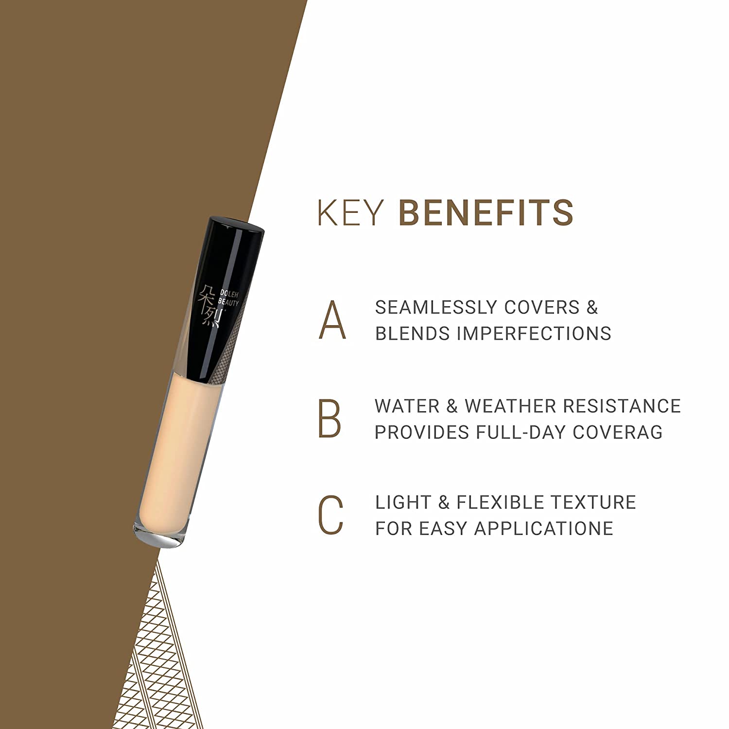 DOLEH BEAUTY Lokah Liquid Concealer, Full-Coverage, Waterproof, Long Lasting, Undereye + Corrector, 