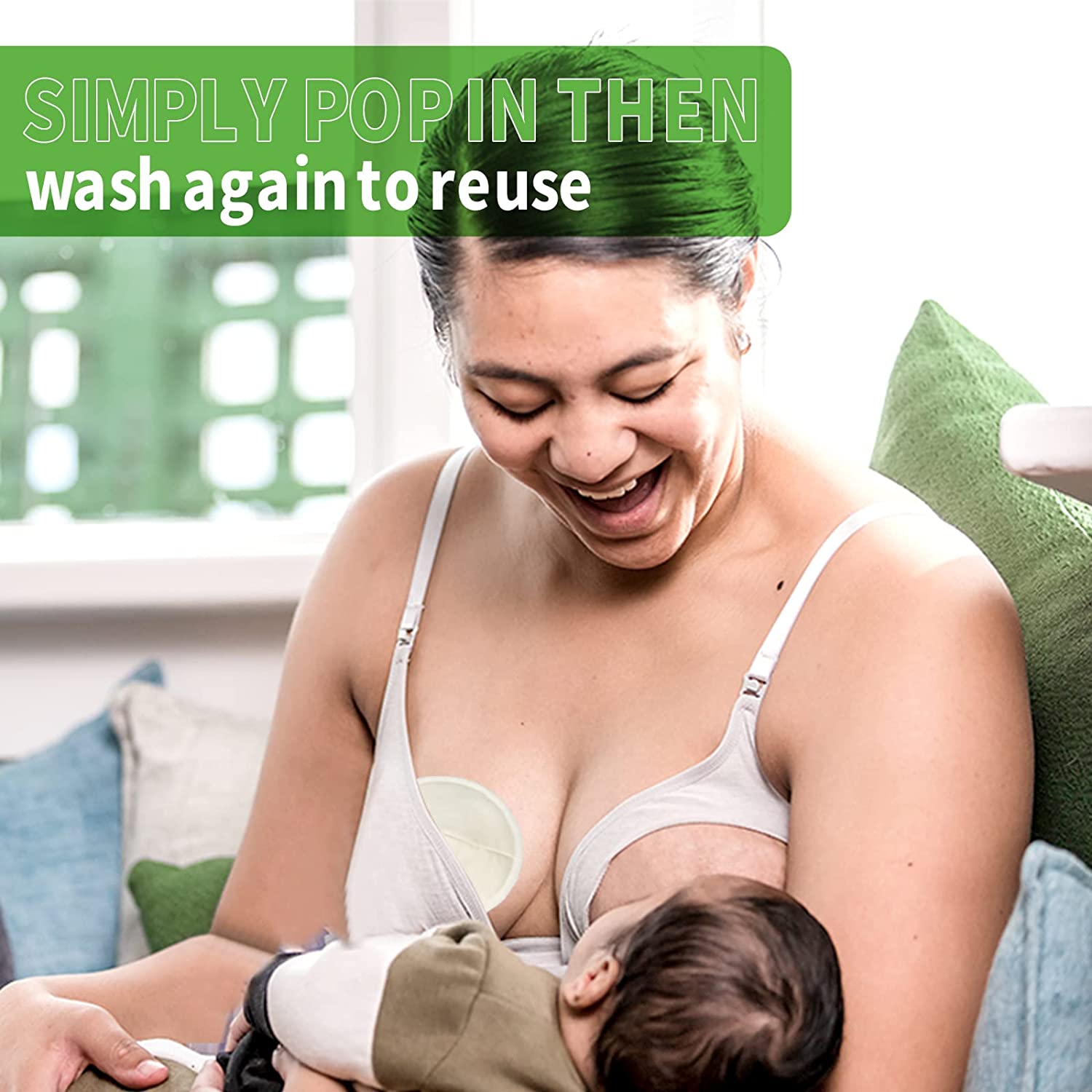 Haakaa All-Day Reusable Nursing Pad Set 8P -Washable Absorbent Bamboo Breast Pad - Perfect Leakproof