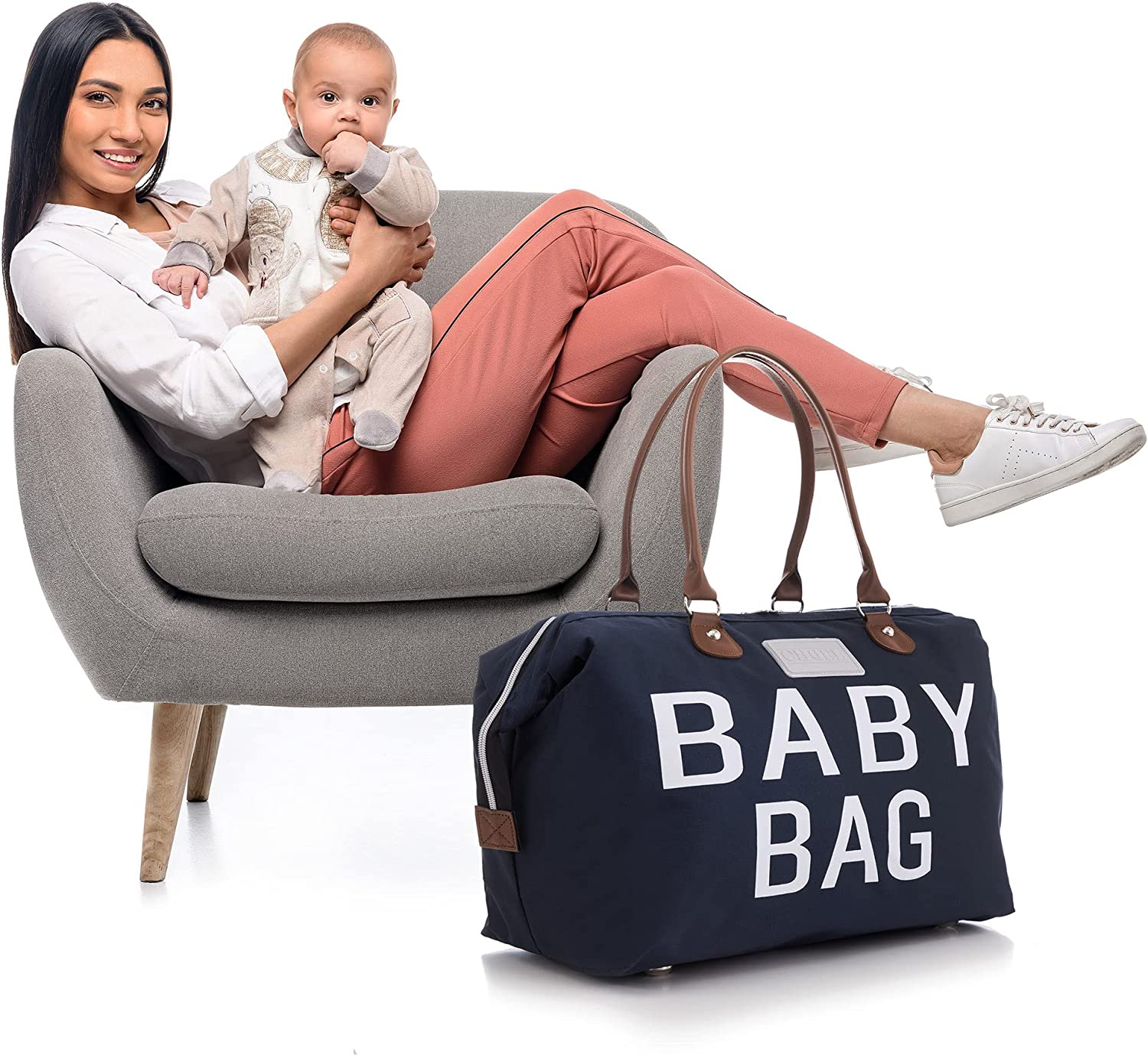 CHQEL Baby Diaper Bag, Mommy Bags for Hospital & Functional Large Baby Diaper Travel Bag for Baby Ca