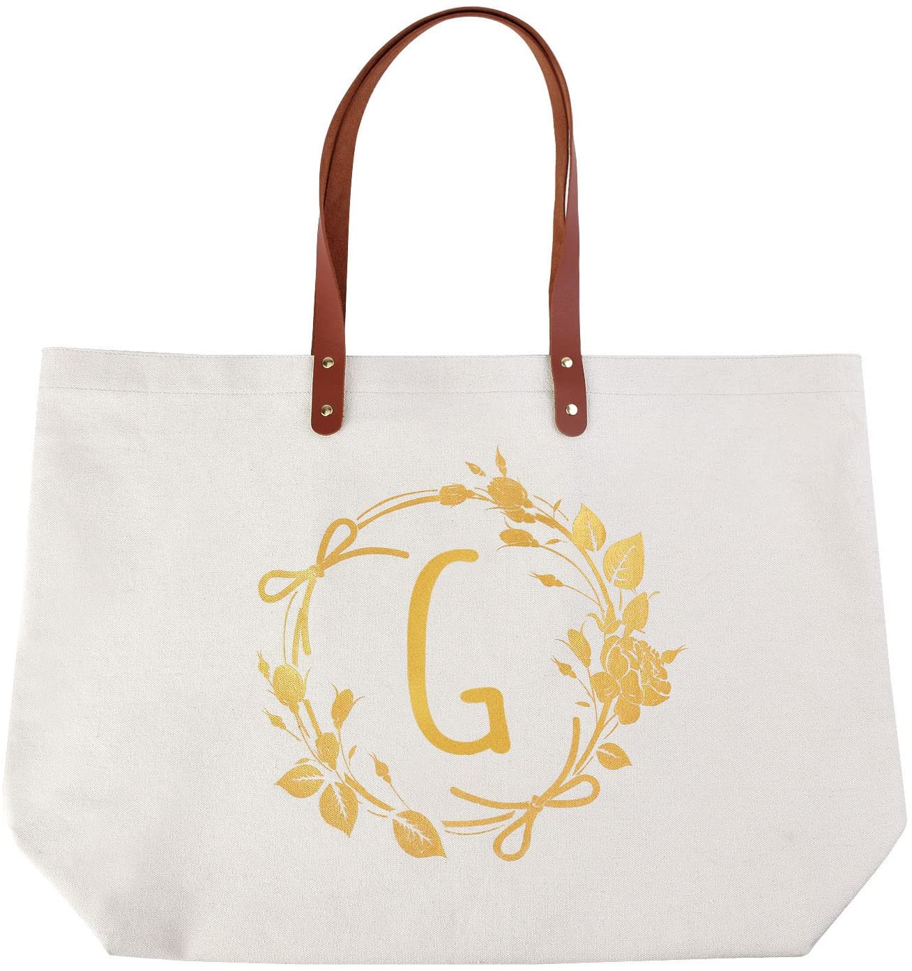 ElegantPark Monogrammed Gifts for Women Personalized Gifts Bag Monogram G Initial Bag Tote for Weddi