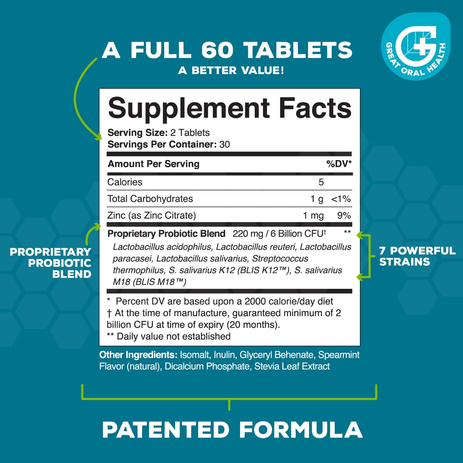 Great Oral Health Oral Probiotics - Attack Bad Breath, Gum Disease and Build Strong Oral Health- All