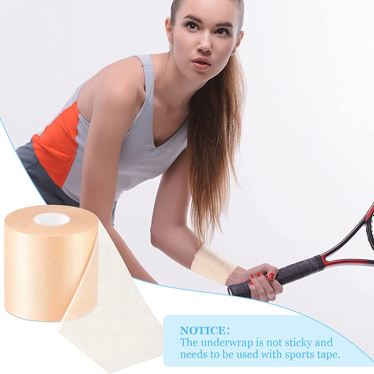 8 Rolls Athletic Foam Tape Sports Pre-Wrap Athletic Tape Foam Underwrap Bandage for Wrists Elbows Kn