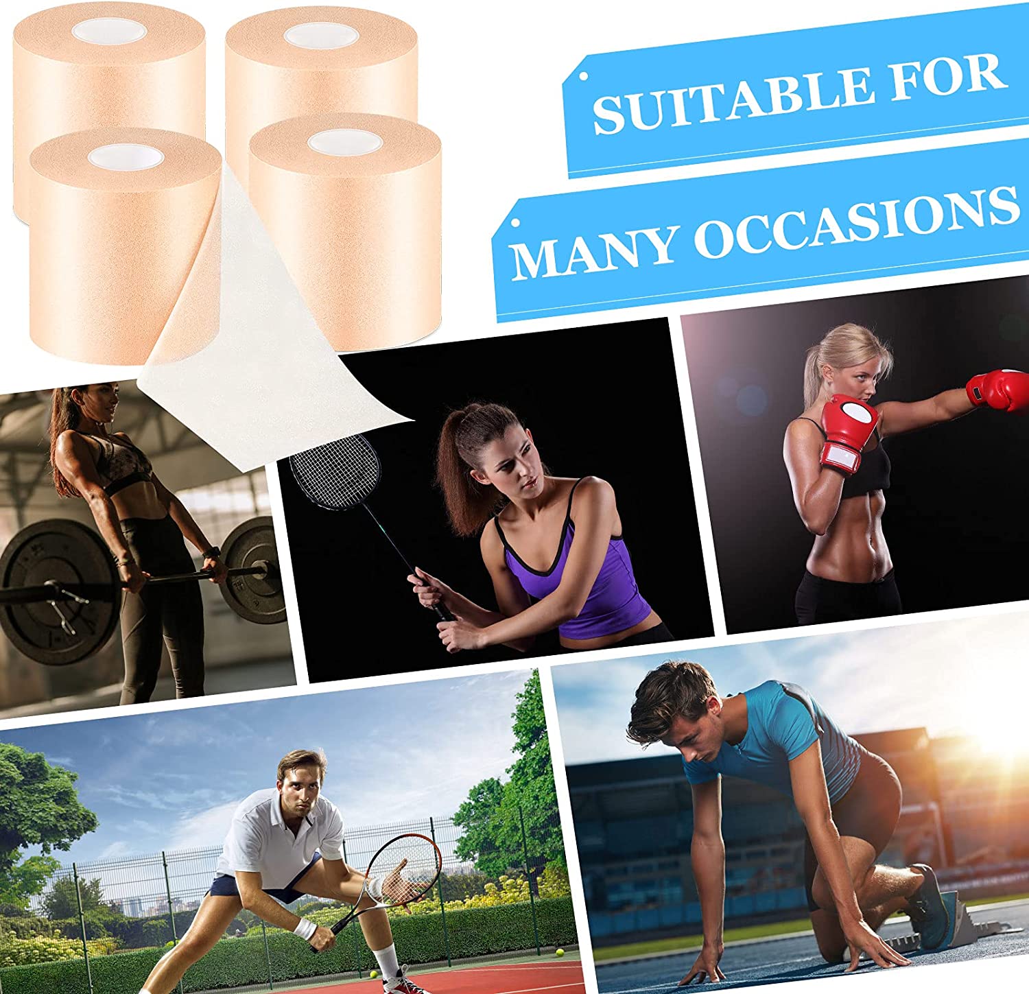 8 Rolls Athletic Foam Tape Sports Pre-Wrap Athletic Tape Foam Underwrap Bandage for Wrists Elbows Kn