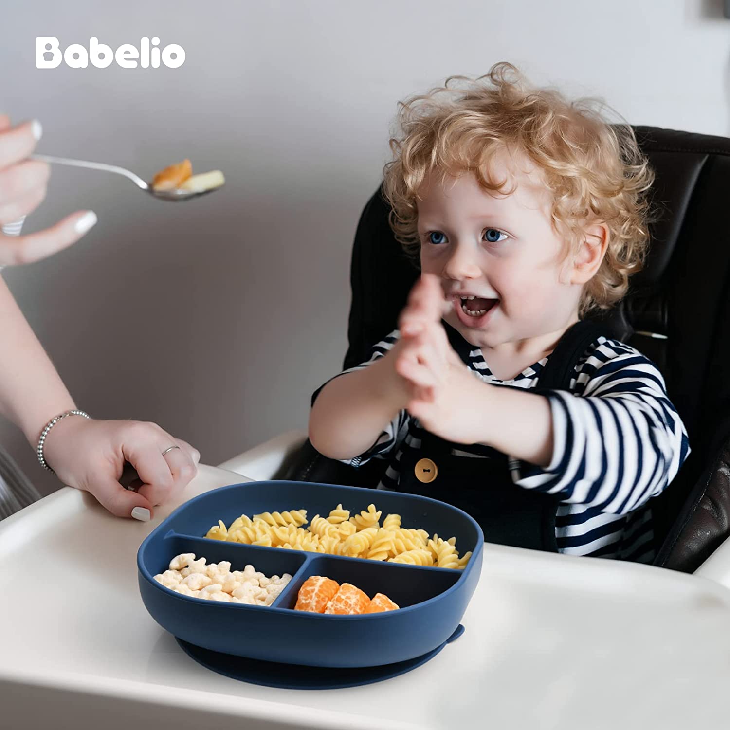 Babelio Suction Plates for Babies & Toddlers, Silicone Divided Baby Dish, Self Feeding Supplies for