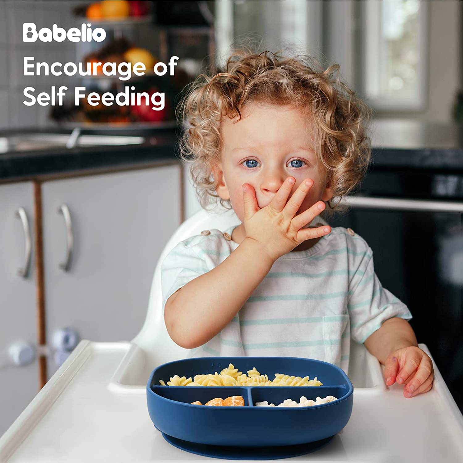 Babelio Suction Plates for Babies & Toddlers, Silicone Divided Baby Dish, Self Feeding Supplies for