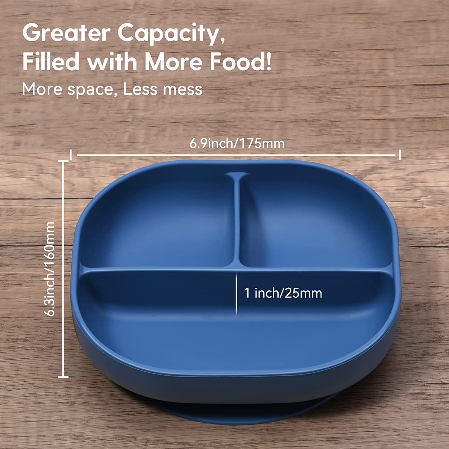 Babelio Suction Plates for Babies & Toddlers, Silicone Divided Baby Dish, Self Feeding Supplies for